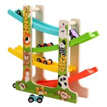 Brinquedo de rampa de carro TUYFKDS de madeira de 4 níveis com 8 minicarros para 3Y Brinquedo de rampa de carro TUYFKDS de madeira de 4 níveis com 8 minicarros para 3Y