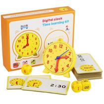 Brinquedo de relógio digital para crianças Time Learning Wood Yellow Brinquedo de relógio digital para crianças Time Learning Wood Yellow