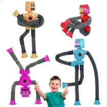 Brinquedo de Robô para Crianças com Membros Articuláveis com Ventosas Aderentes e Acende Luzes Led Decorativo