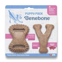 Brinquedo de roer para cães filhotes Benebone Puppy 2- Pack Bacon Wishbone + Dental Chew Brinquedo de roer para cães filhotes Benebone Puppy 2- Pack Bacon Wishbone + Dental Chew