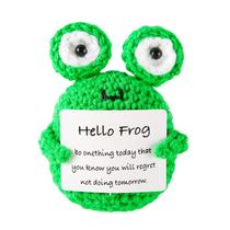 Brinquedo de sapo tricotado NQEUEPN Mini Funny Positive Frog Green Brinquedo de sapo tricotado NQEUEPN Mini Funny Positive Frog Green