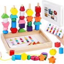Brinquedo de sequenciamento de miçangas LoveStown Wooden Stacking Montessori Kids