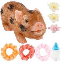 Brinquedo de silicone para porcos Eummy Mini Pigs com roupas para crianças de 13 cm