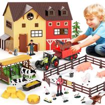 Brinquedo de trator infantil Farm Animals Barn House Toys com luzes e som