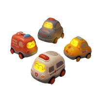Brinquedo de Veículo Retrátil com Luzes e Som - Ambulância, Carro de Polícia e Caminhão