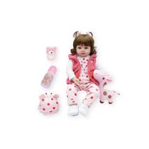 Brinquedo de vinil Reborn Baby Doll de 48 cm com olhos azuis para meninas