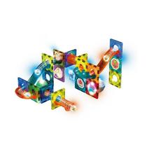 Brinquedo deslizante Magnetic Blocks 49 peças com luzes para crianças a partir de 3 anos Brinquedo deslizante Magnetic Blocks 49 peças com luzes para crianças a partir de 3 anos