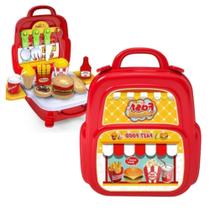 Brinquedo Dia Das Crianças Kit Maleta Infantil Fast Food Faz De Conta Mala Vira Mochila