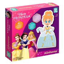 Brinquedo Didático Alinhavos Princesas Disney Com 16 Peças De Madeira Para Desenvolvimento Infantil