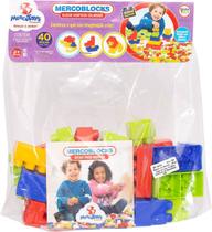 Brinquedo Didático Blocos de Montar 40 Peças Colorido Mercotoys