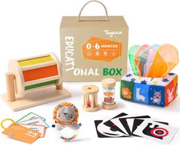 Brinquedo didático de madeira Montessori Toyssa 6 em 1 de 0 a 6 meses