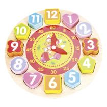 Brinquedo didático de madeira relógio com 13 peças