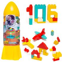 Brinquedo Didático Educativo Blocos e Peças Montar Encaixar Leg Foguete 106 Peças