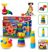 Brinquedo Didatico Educativo p Bebês Monta E Empilha Geométricos 12meses+