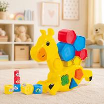 Brinquedo Didatico Girafa Encaixa Tchuco Bebe Formas Cores