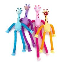 Brinquedo Didático Girafa Estica E Puxa Com Luzes Em Leds + Ventosa