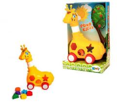 Brinquedo Didático Girafa Puxa Estica Com Peças De Encaixar Kendy