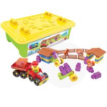 Brinquedo Didatico Infantil Fazendinha Blocos Com 57 PeÇas