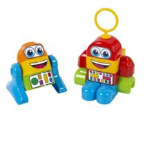 Brinquedo Didático Infantil M-Bricks Robots Blocos De Montar Caixa 16 Pecas Solapa Maral