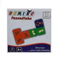 Brinquedo Didático Jogo Dominó de Madeira com 28 peças Animais Aprenda em Inglês