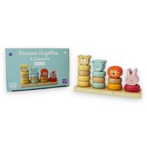 Brinquedo Didático Madeira Encaixe Argola Montessori Animais