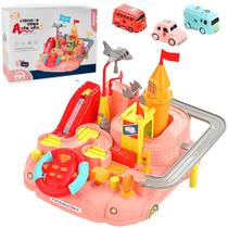 Brinquedo Didático Pista Turbo Interativa Volante Rampas Obstáculos Feminina Rosa Brinquedo Didático Pista Turbo Interativa Volante Rampas Obstáculos Feminina Rosa