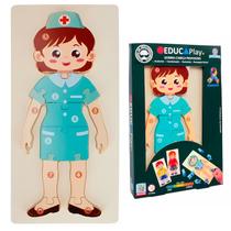 Brinquedo Didático Profissões Educa Play Puzzle De Madeira Para Montar Personagens