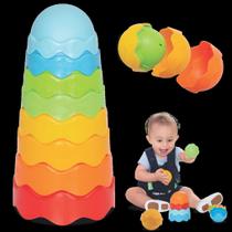 Brinquedo Didatico Torre Bebe Empilhar Presente +6 meses Menino Menina Educativo Banho Agua 1 ano