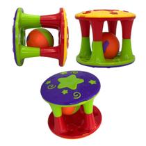 Brinquedo Didático Torre Colorida Infantil Bebê c/ Bolinha Chocalho p/ Bebês Crianças Meninos e Meninas - JXP BRINK