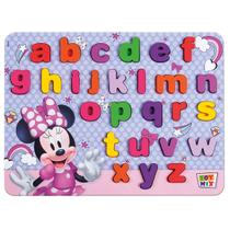 Brinquedo Diney Minnie Didatico Letras Cores Encaixe Madeira