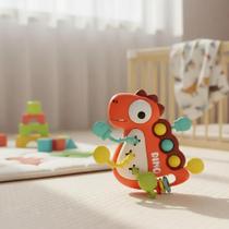 Brinquedo Dino Sensorial Chocalho Interativo Bebês Montessori Mordedor Chocalho Puxa Anti stress