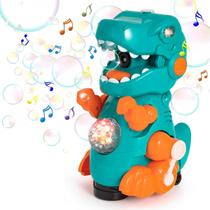 Brinquedo Dino Solta Bolha De Sabão Emite Som E Luz Criança Dinossauro Faz Bolhinhas Colorido Resistente Divertido