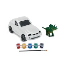 Brinquedo Dinocar Carrinho Para Pintar Com 5 Tintas E Pincel