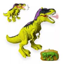 brinquedo Dinossauro anda solta fumaça de controle remoto