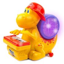 Brinquedo Dinossauro Baby Com Piano E Tambor com Luzes e Músicas.
