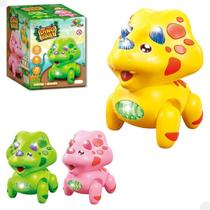 Brinquedo Dinossauro Eletrônico 14 cm Rugido Luz e Movimento
