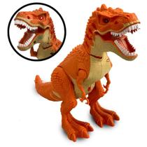 Brinquedo Dinossauro Laranja Rex Diversão Articulado Com Movimentos e Som - Limix