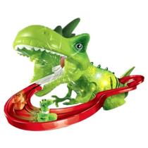 Brinquedo Dinossauro Pista Elevador Com Luzes E Sons Interativos + 2 Mini Dinossauros