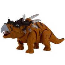 Brinquedo Dinossauro Plástico Com Luz E Som 3 Pilhas Laranja