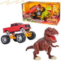 Brinquedo Dinossauro Rex Attack Com Carro Suspensao Alta Bigfoot - Adijomar Brinquedos