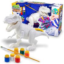 Brinquedo Dinossauro Rex Branco Didático Para Criança Pintar - Adijomar