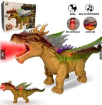 Brinquedo Dinossauro Rex solta fumaça e luz