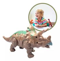 Brinquedo Dinossauro Triceratops Com Som Luz E Movimento 23cm