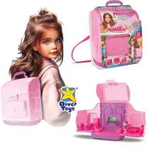 Brinquedo diver mochila casinha 3 cômodos com boneca 23 peçasinfantil divertoys