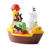 Brinquedo divertido com vários blocos plástico navio pirata - Samba Toys