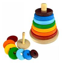Brinquedo Divertido Empilhar Argola Bebê Educativo Madeira