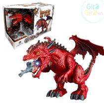 Brinquedo dragão vermelho com controle remoto som luz vapor
