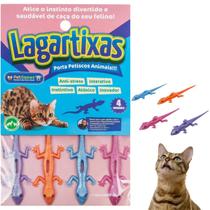 Brinquedo e Porta Petisco Lagartixa para Gatos Pet Games - 4 unidades