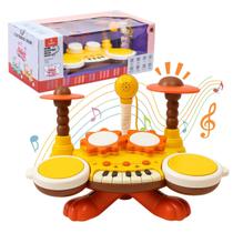 Brinquedo Educacional Bateria E Piano Com Microfone - Castela