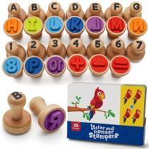 Brinquedo educacional Coogam Wooden Alphabet Number Stamp Flashcard